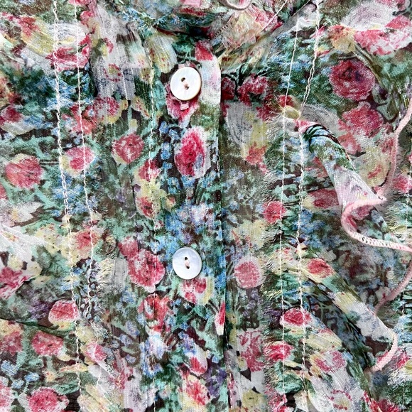 Zara Floral Sheer with floral design Blouse small - Picture 10 of 10